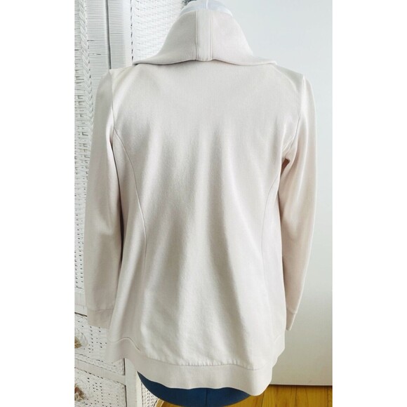 All Saints Nude Zip Drape Waterfall Cardigan S Beige Oversized Terry Jacket - Picture 2 of 15